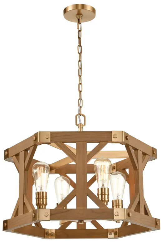 Structure Medium Oak 23" Wide 4-Light Chandelier 