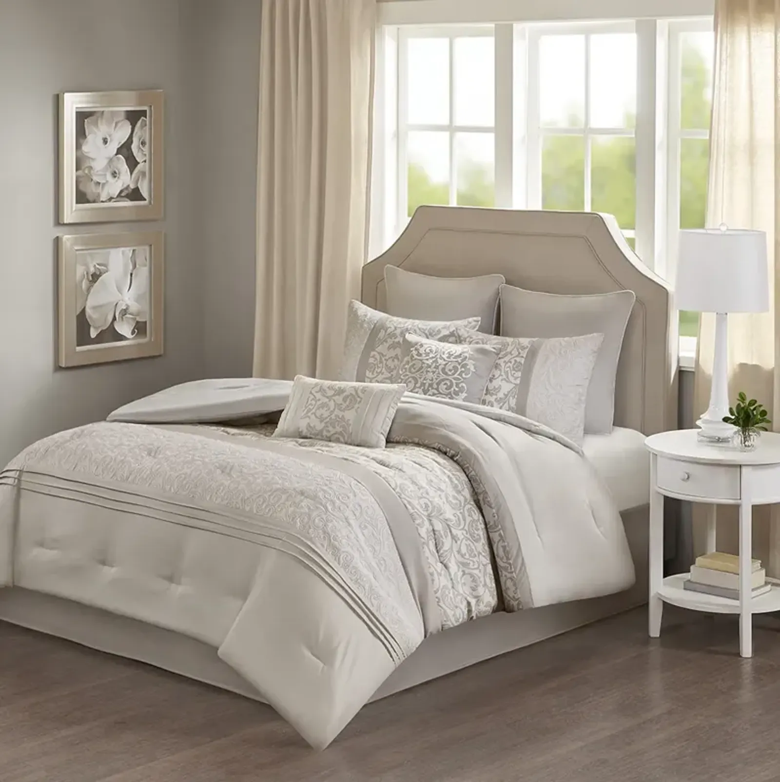 510 Design Ramsey Neutral Embroidered 8 Piece  Comforter Set