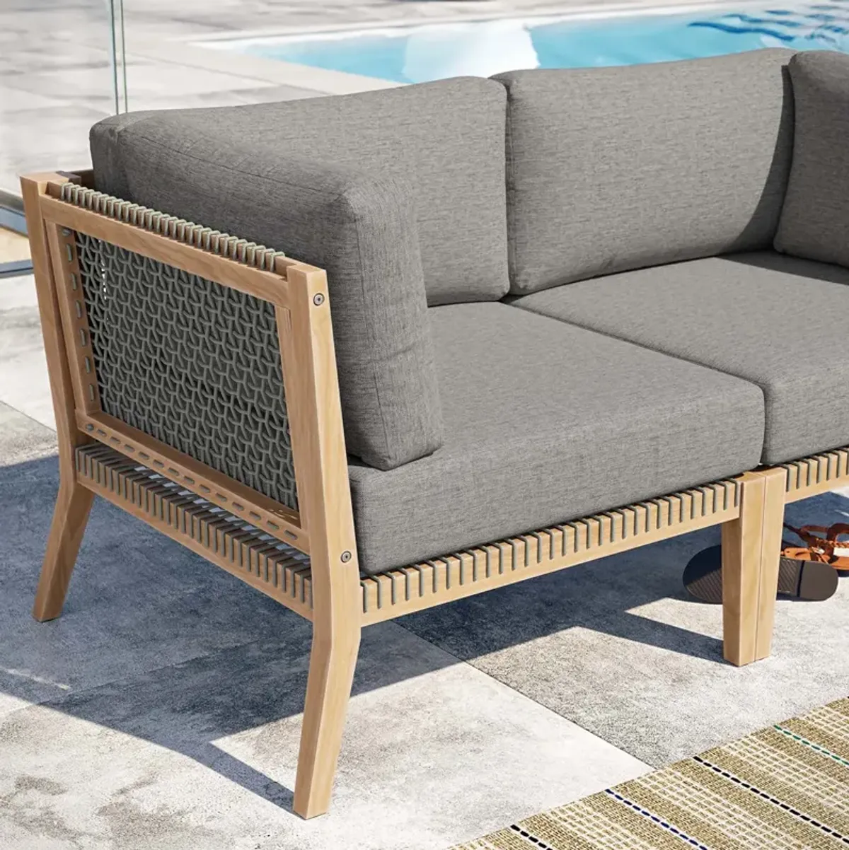 Clearwater Outdoor Patio Teak Wood Loveseat