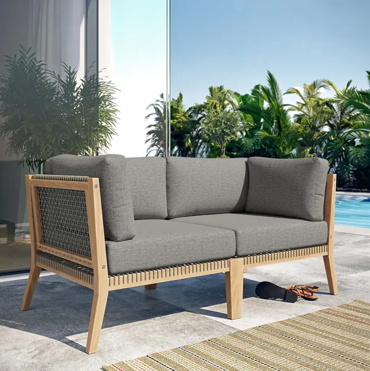 Clearwater Outdoor Patio Teak Wood Loveseat