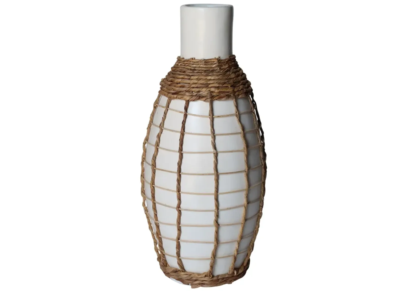 Terracotta, 18"h Bottle Vase, White/brown