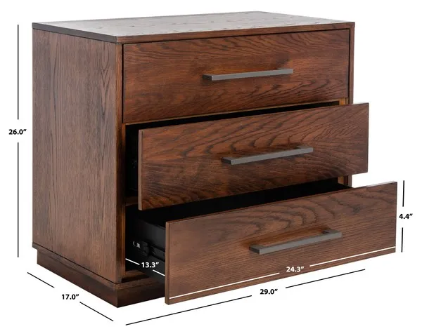 Mallory 3 Drawer Nightstand