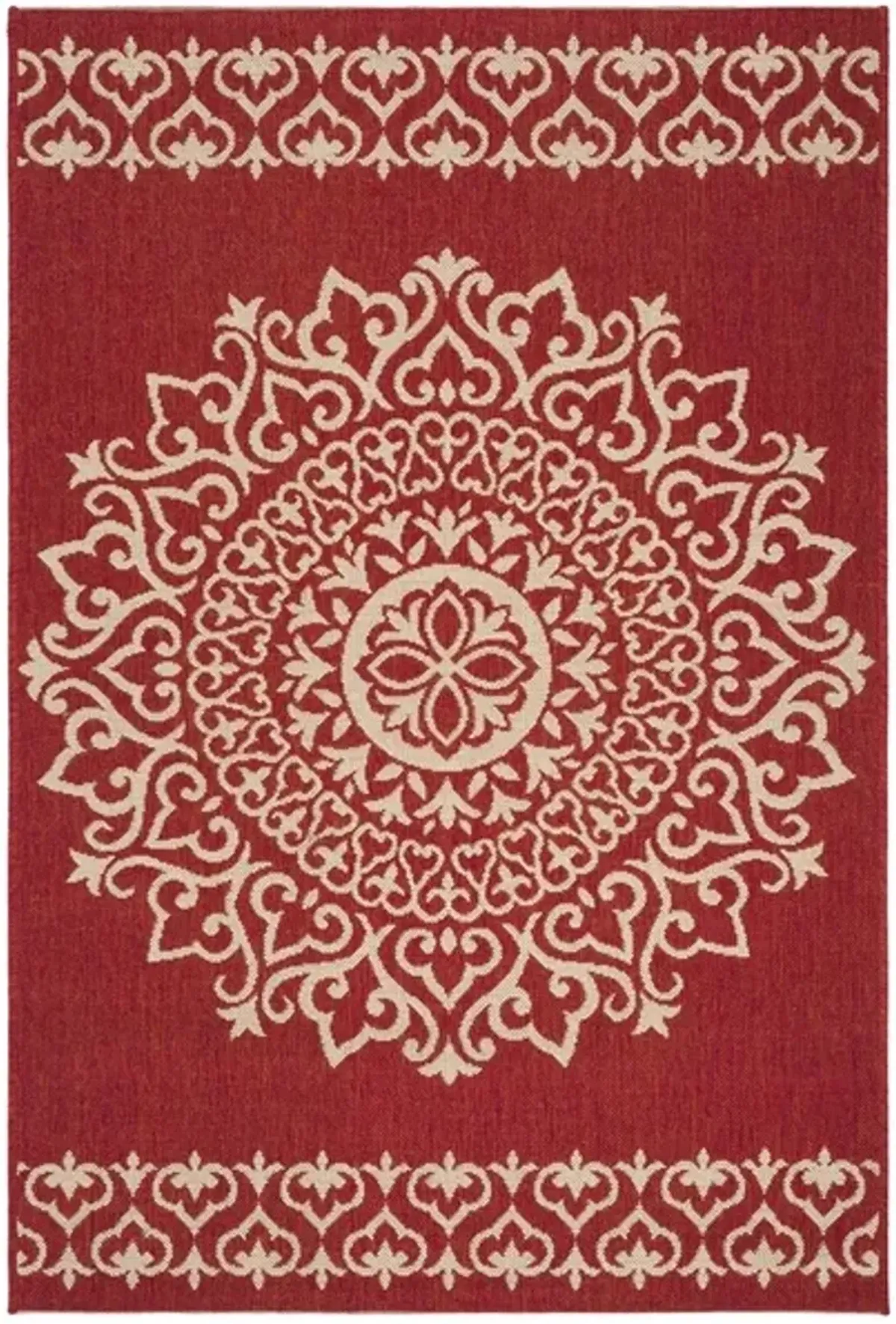 Safavieh BEACH HOUSE Collection BHS183Q-3 Red / Creme 3' X 5'