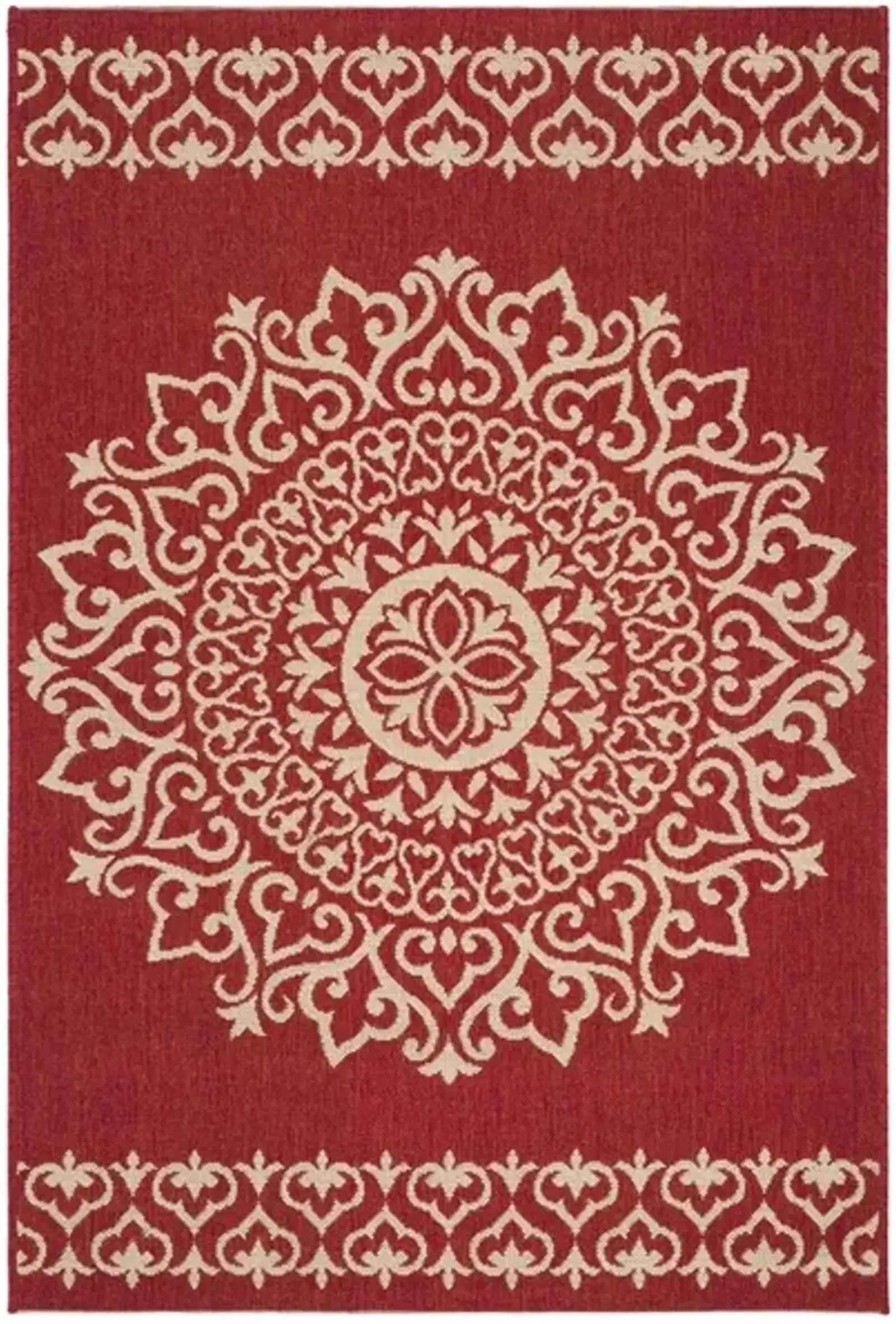 Safavieh BEACH HOUSE Collection BHS183Q-3 Red / Creme 3' X 5'