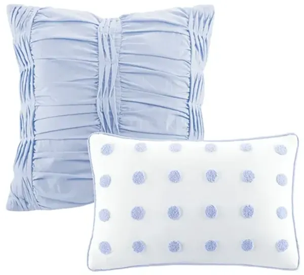Urban Habitat Brooklyn Blue Cotton Jacquard Comforter Set with Euro Shams and Throw Pillows