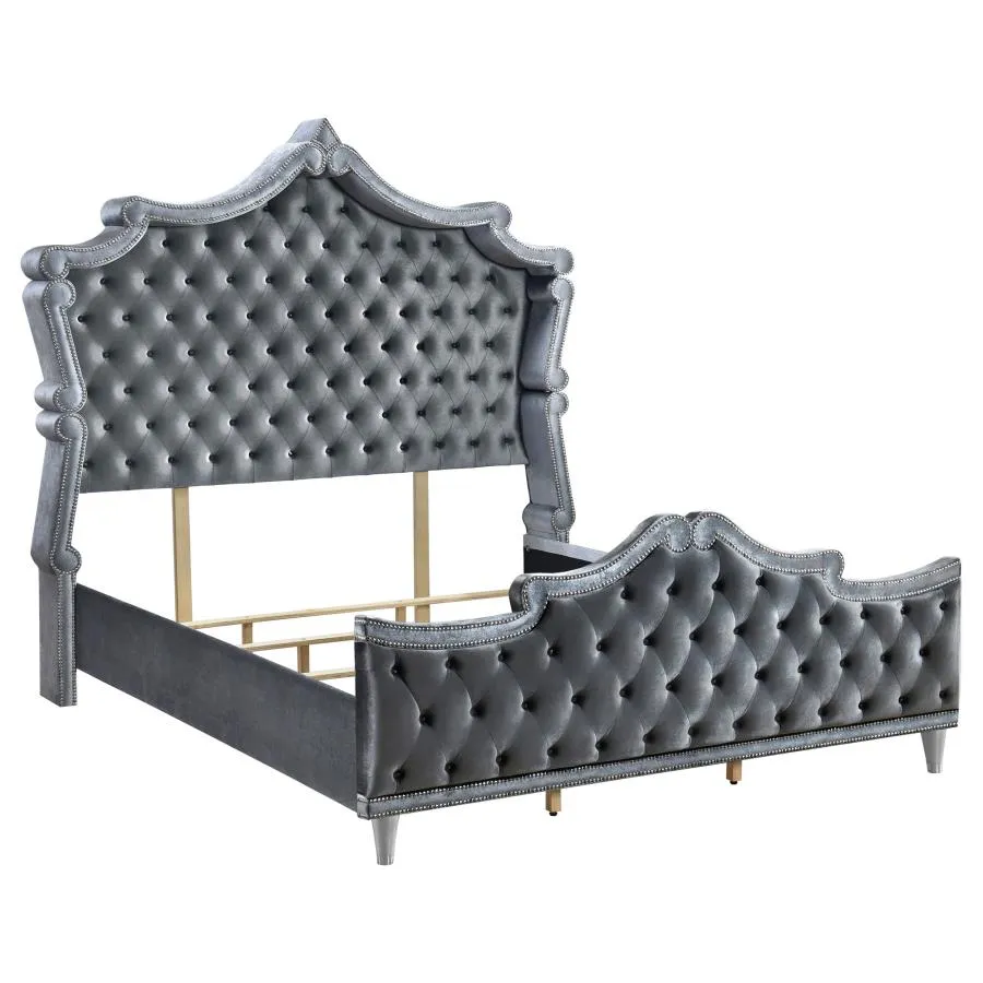 Antonella Upholstered Tufted Queen Bed Grey