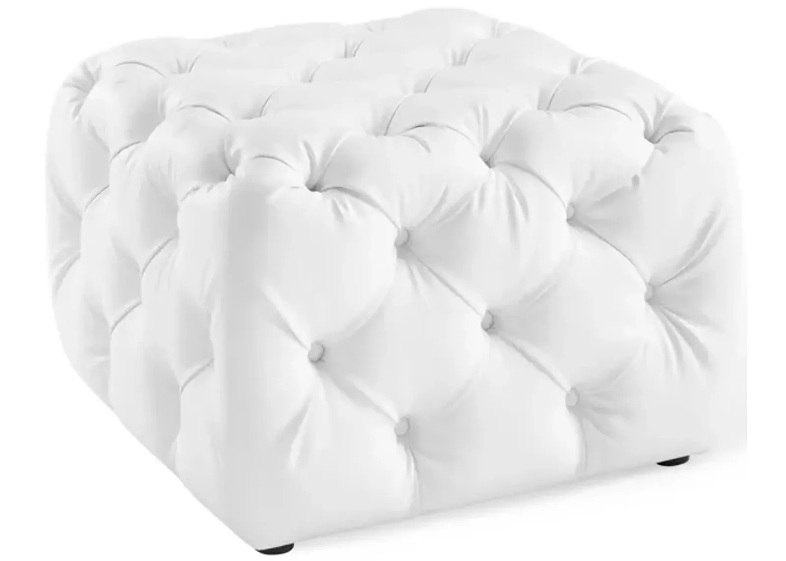 Amour Tufted Button Square Faux Leather Ottoman