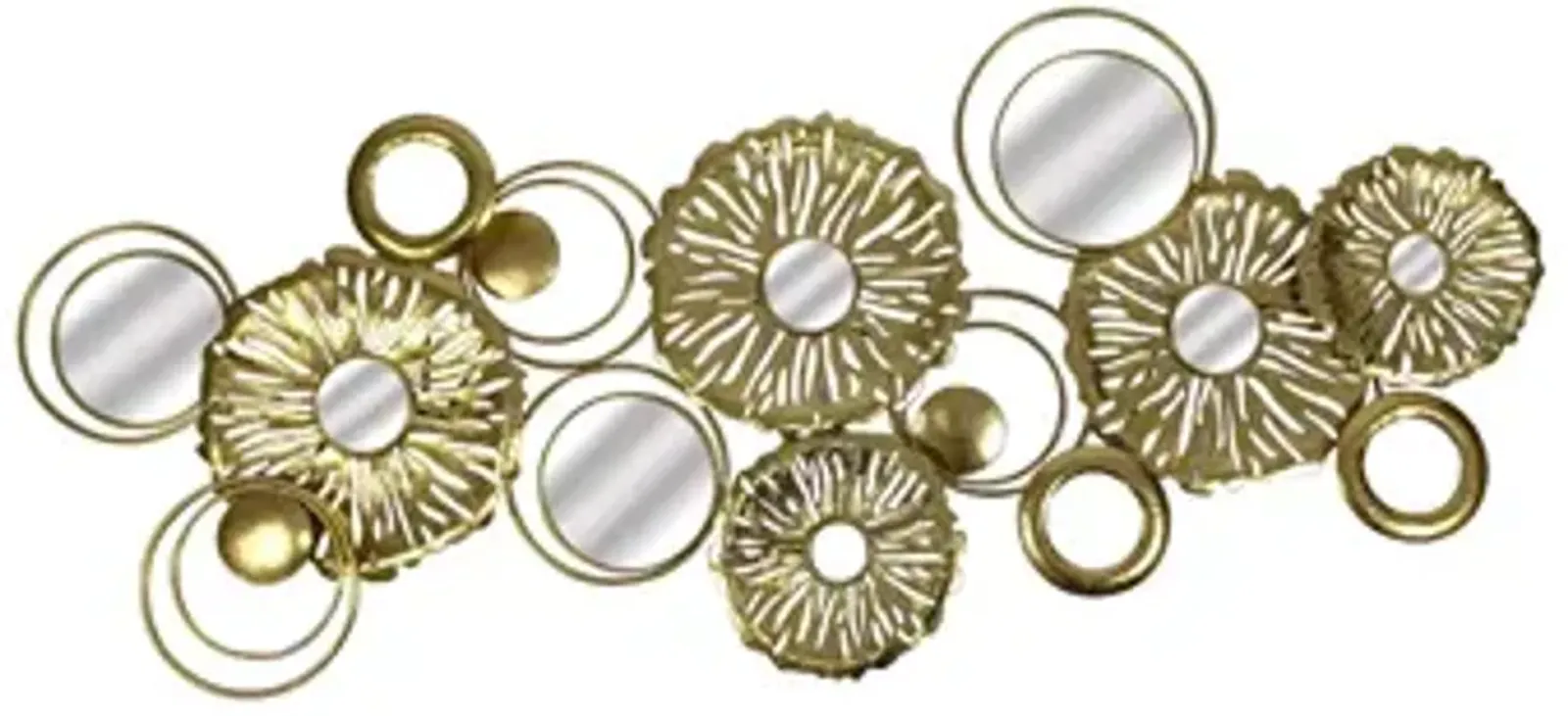 39" Pierced Discs W/ Mirrors Metal Wall, Gold