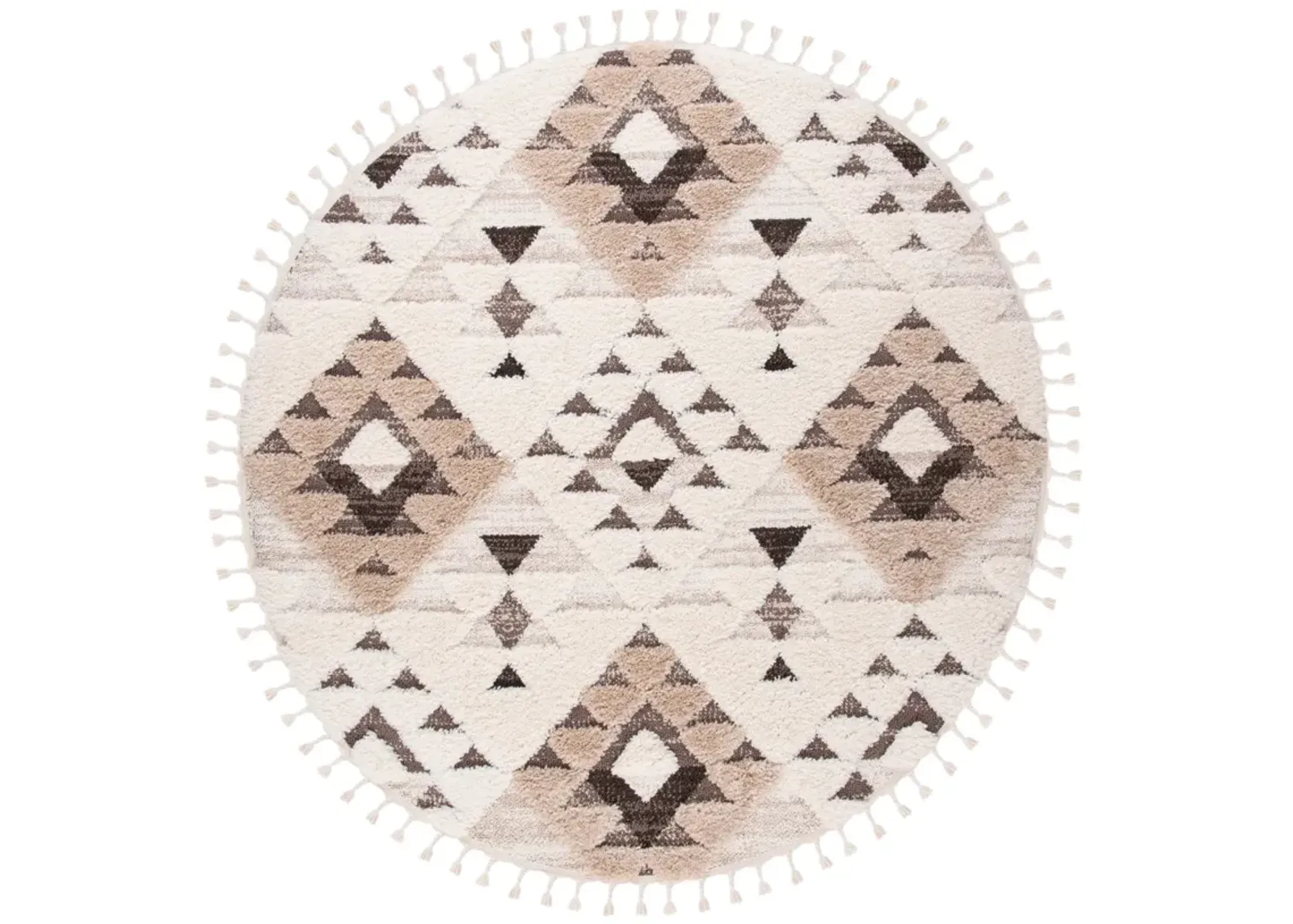 MOROCCAN TASSEL SHAG 688 IVORY  12' x 12' Round Round Rug