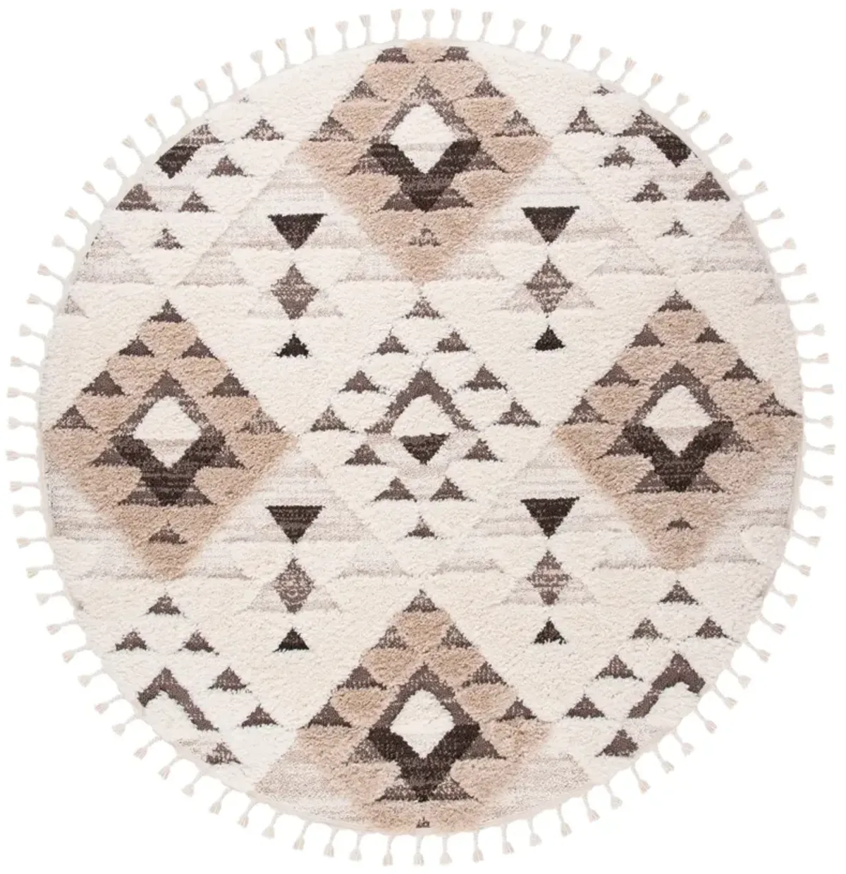 MOROCCAN TASSEL SHAG 688 IVORY  12' x 12' Round Round Rug