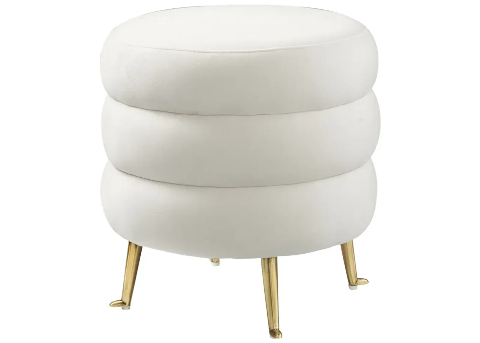 Ladder Cream Velvet Ottoman