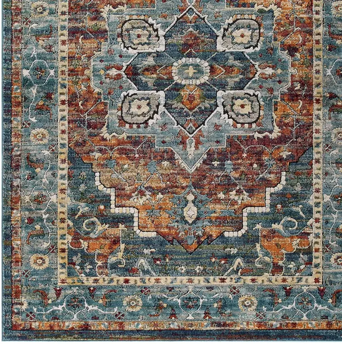 Tribute Diantha Distressed Vintage Floral Persian Medallion 5x8 Area Rug