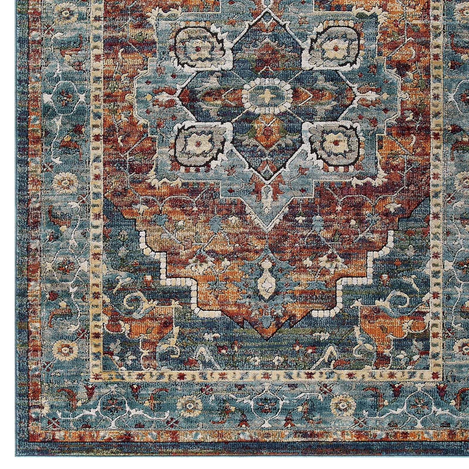 Tribute Diantha Distressed Vintage Floral Persian Medallion 5x8 Area Rug