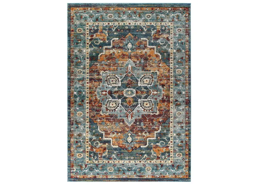 Tribute Diantha Distressed Vintage Floral Persian Medallion 5x8 Area Rug