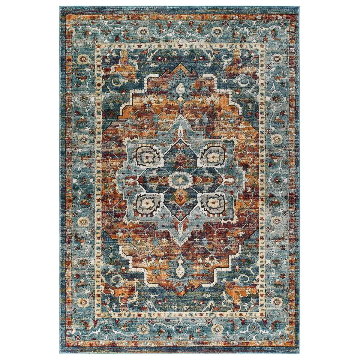 Tribute Diantha Distressed Vintage Floral Persian Medallion 5x8 Area Rug