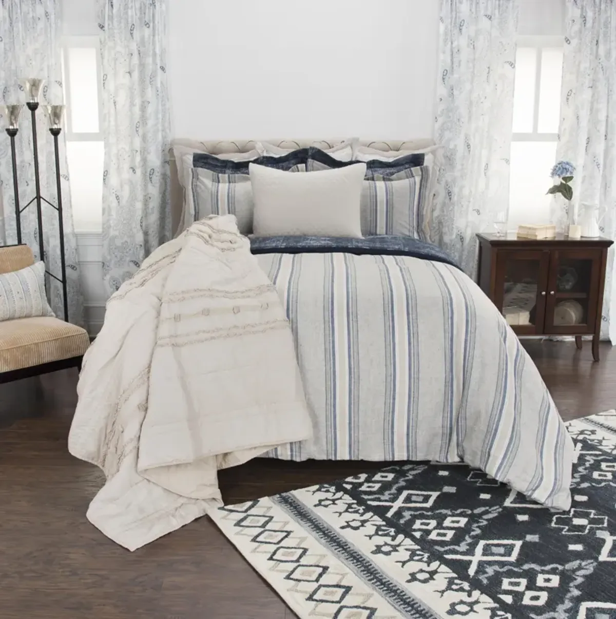 Williamson Linen Duvet Stripe BlueStandard Sham