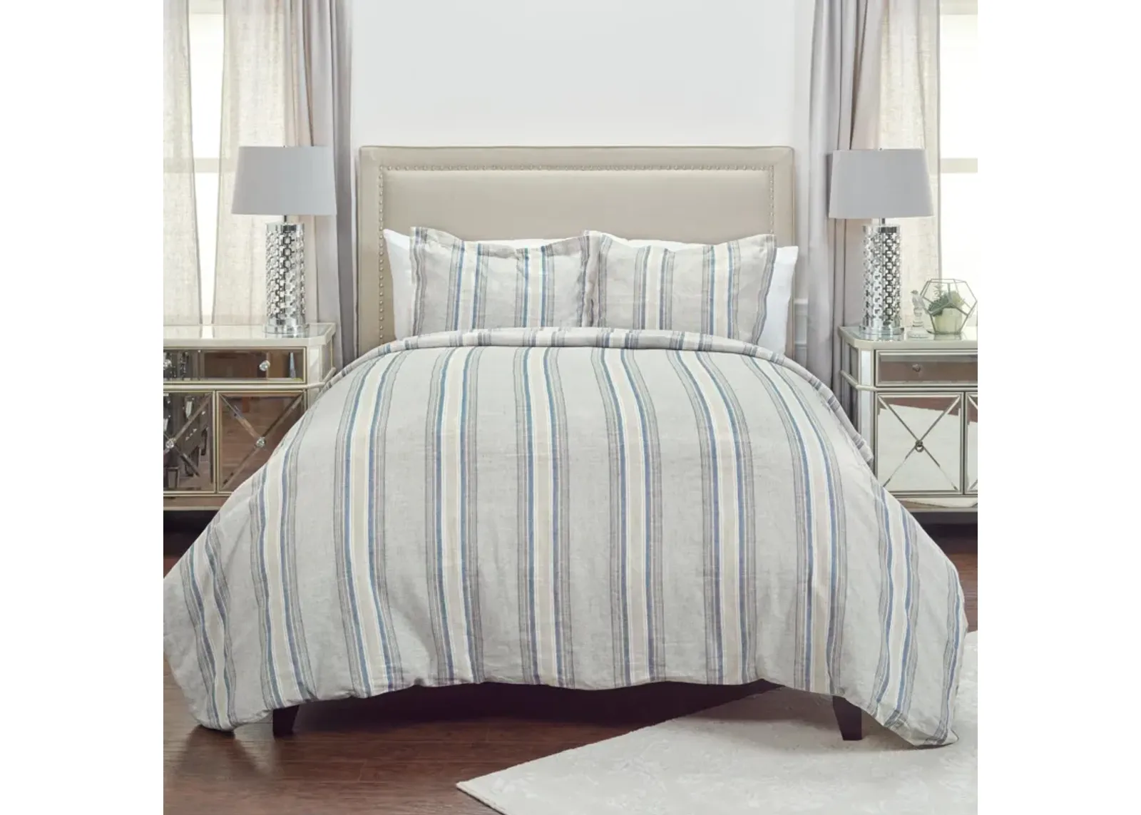 Williamson Linen Duvet Stripe BlueStandard Sham