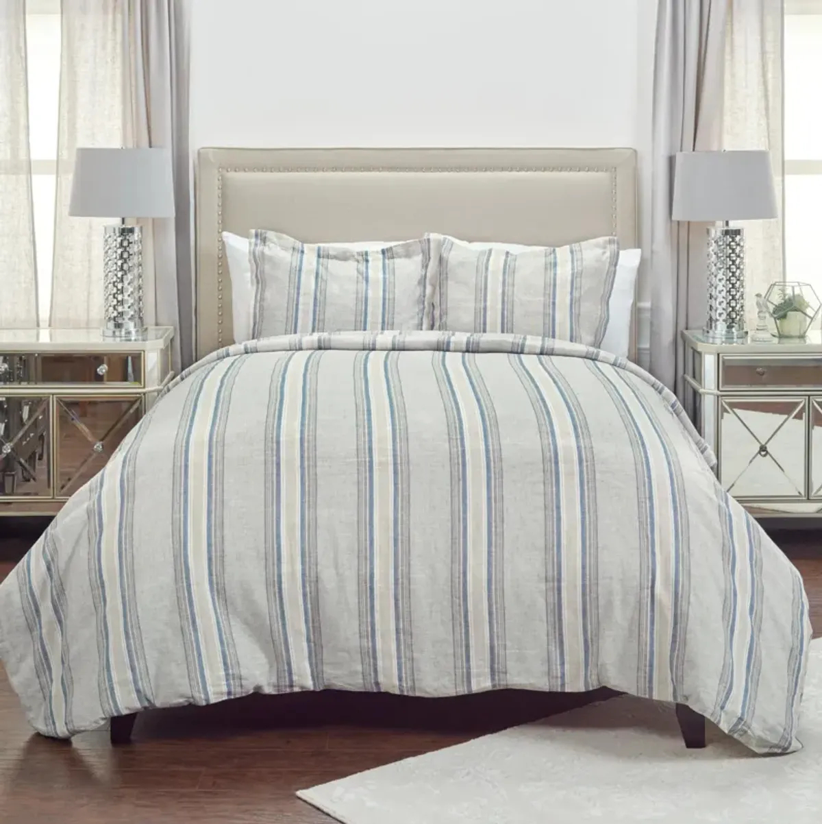 Williamson Linen Duvet Stripe BlueStandard Sham