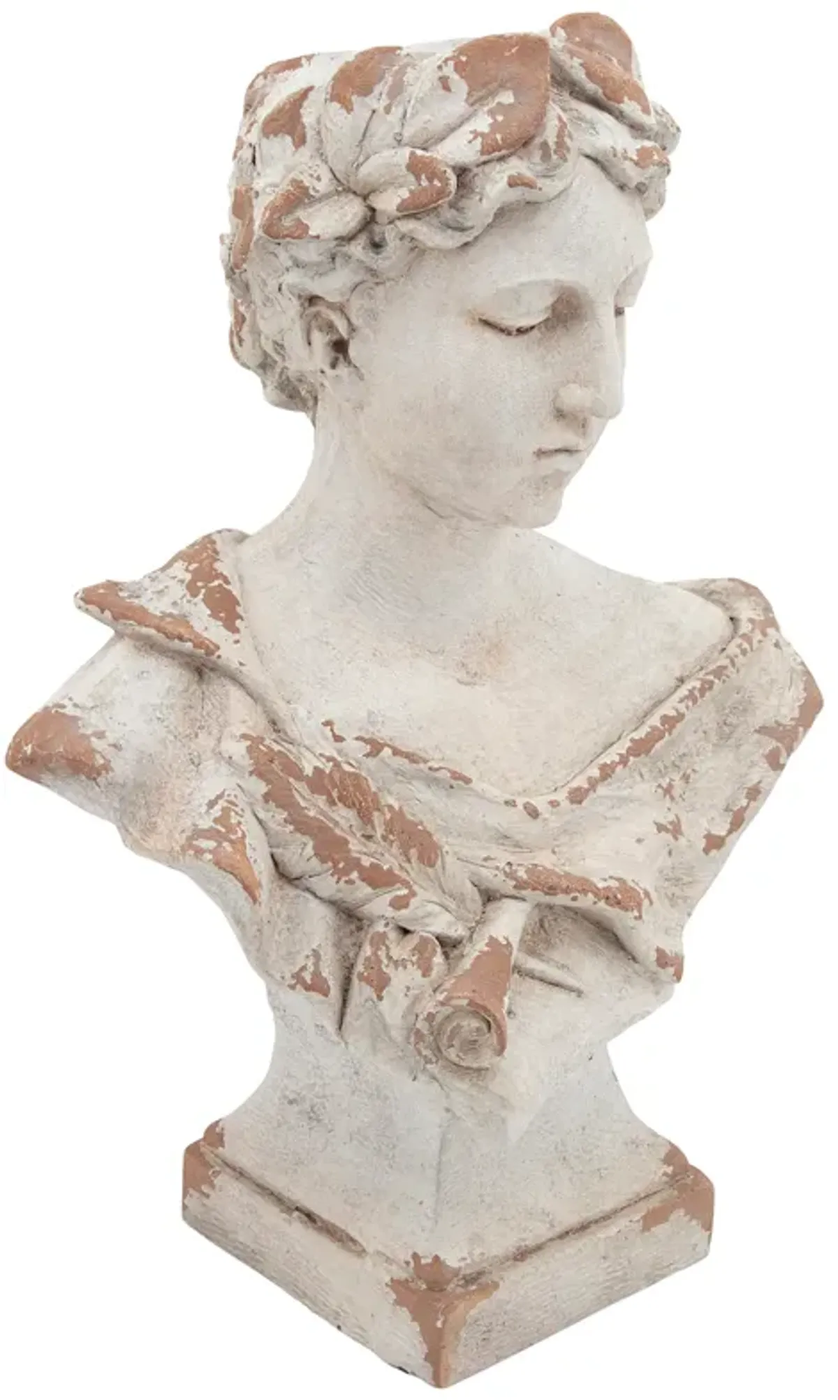 Resin, 21"h Lady W/ Laurels, White