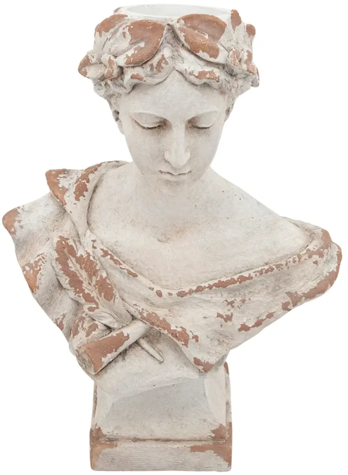 Resin, 21"h Lady W/ Laurels, White