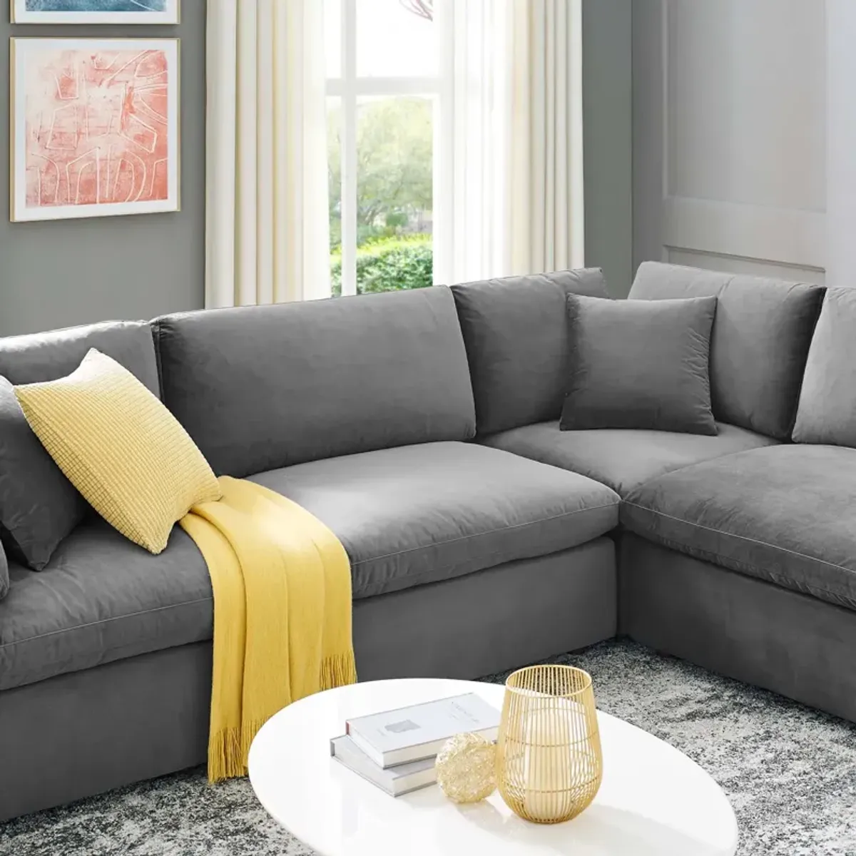 Commix Down Filled Overstuffed Performance Velvet 	8-Piece Sectional Sofa