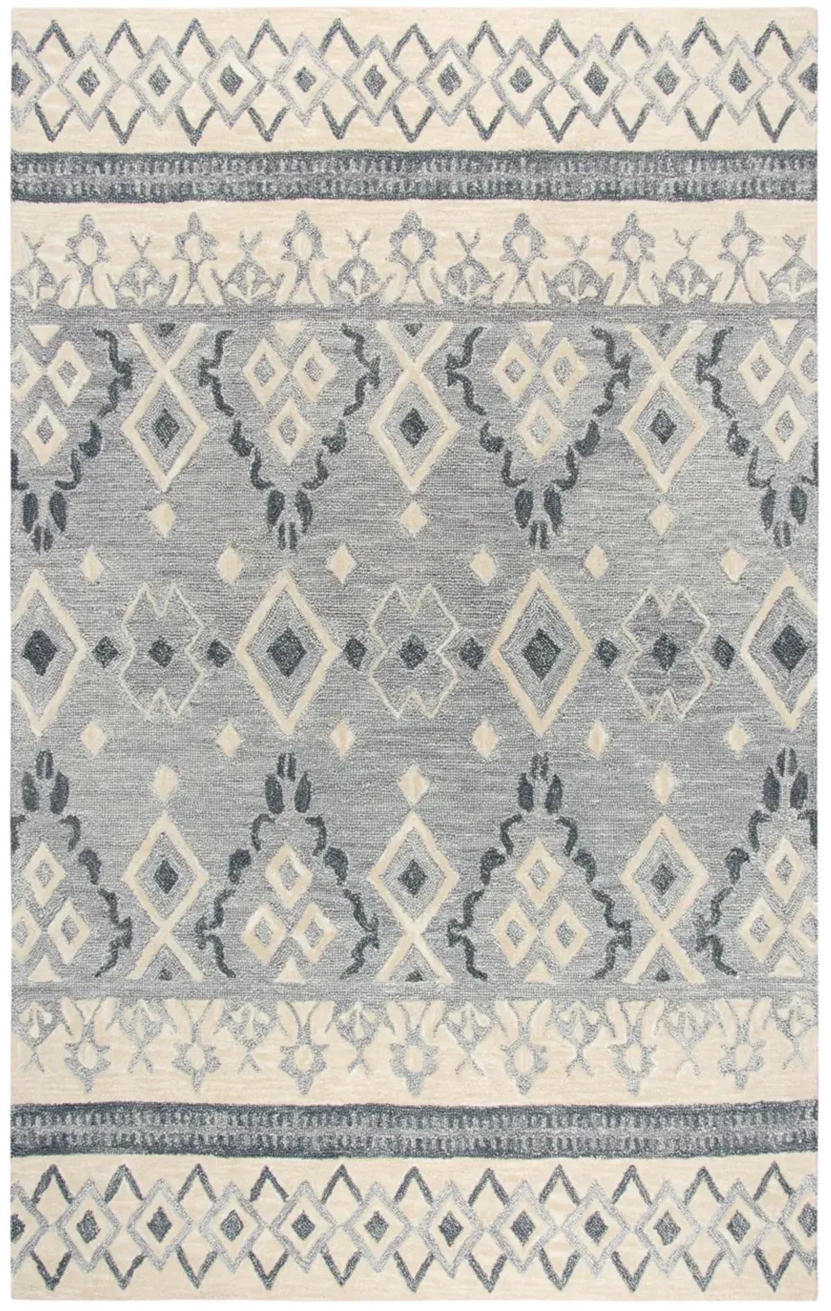 Opulent Natural/Beige Tribal Motif Wool 9'x12' Rectangle Rug