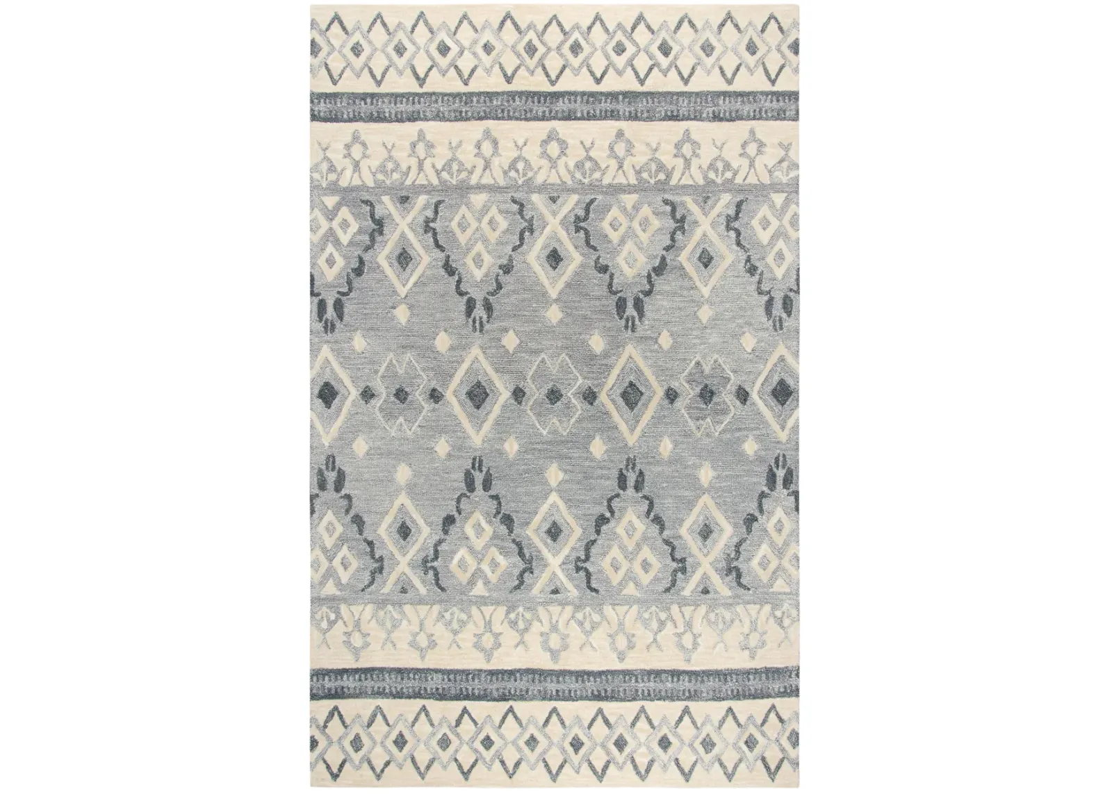 Opulent Natural/Beige Tribal Motif Wool 9'x12' Rectangle Rug