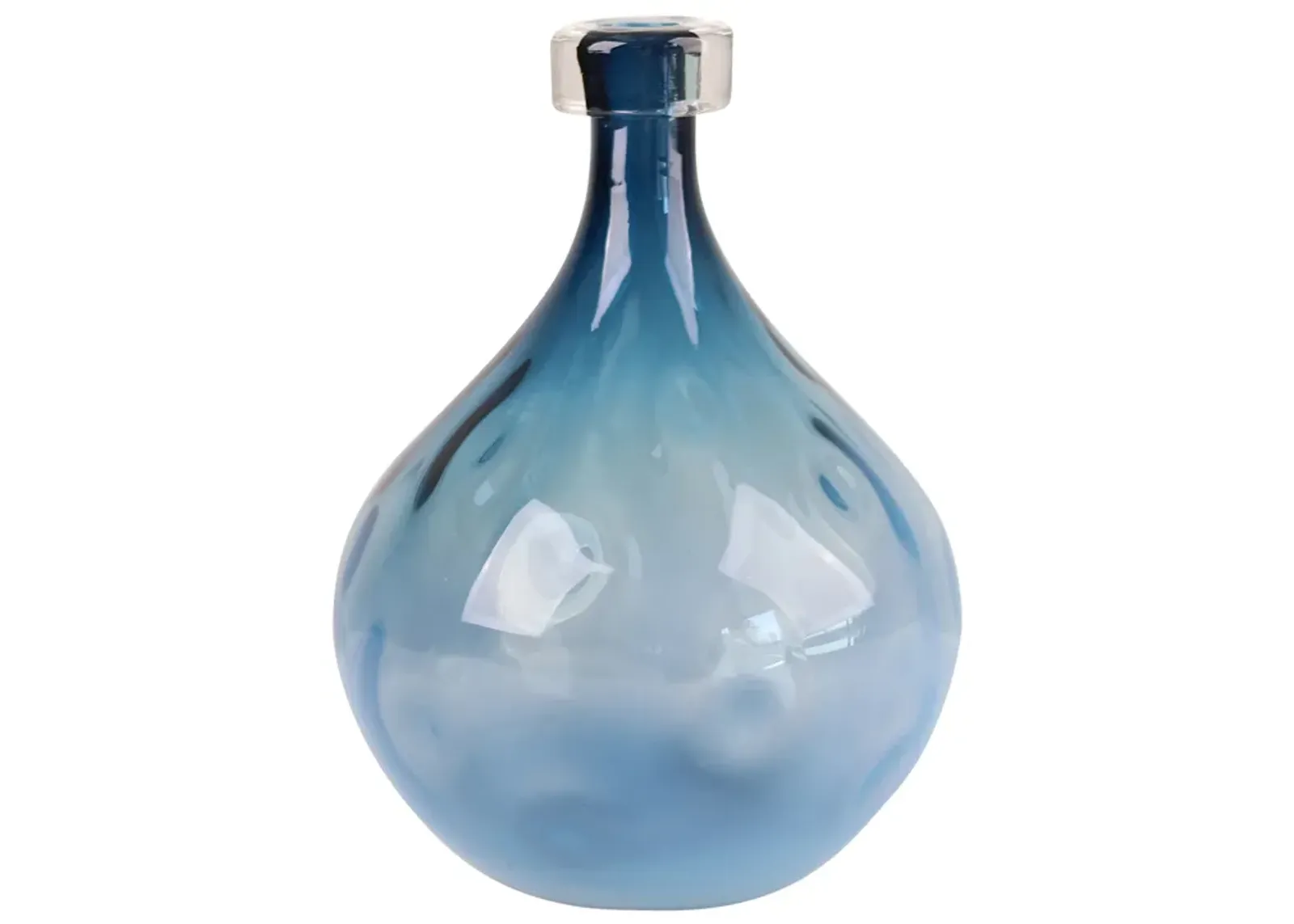 Glass, 11" Dimple Vase Blue