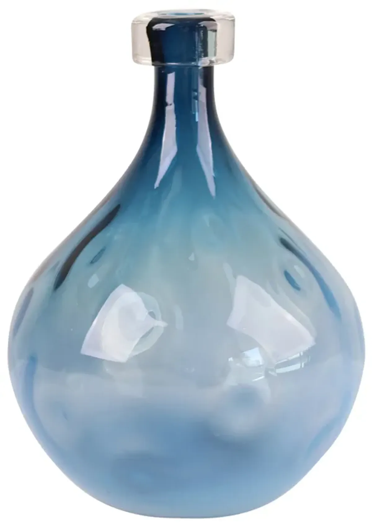 Glass, 11" Dimple Vase Blue