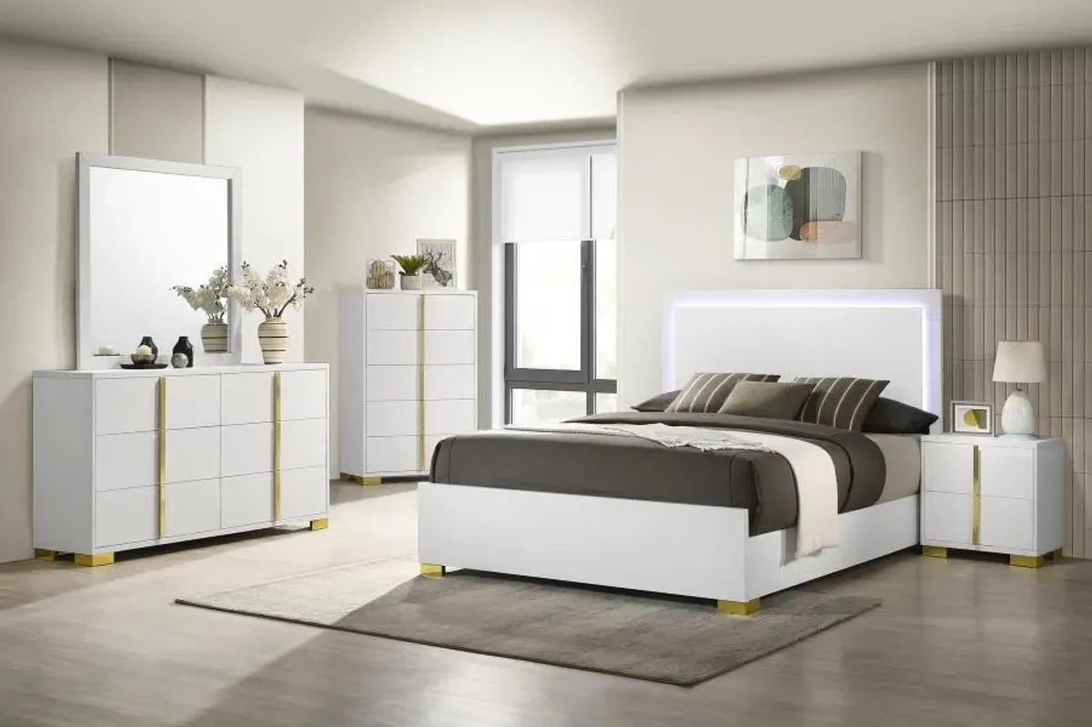 Marceline Eastern King Bed with LED Headboard White