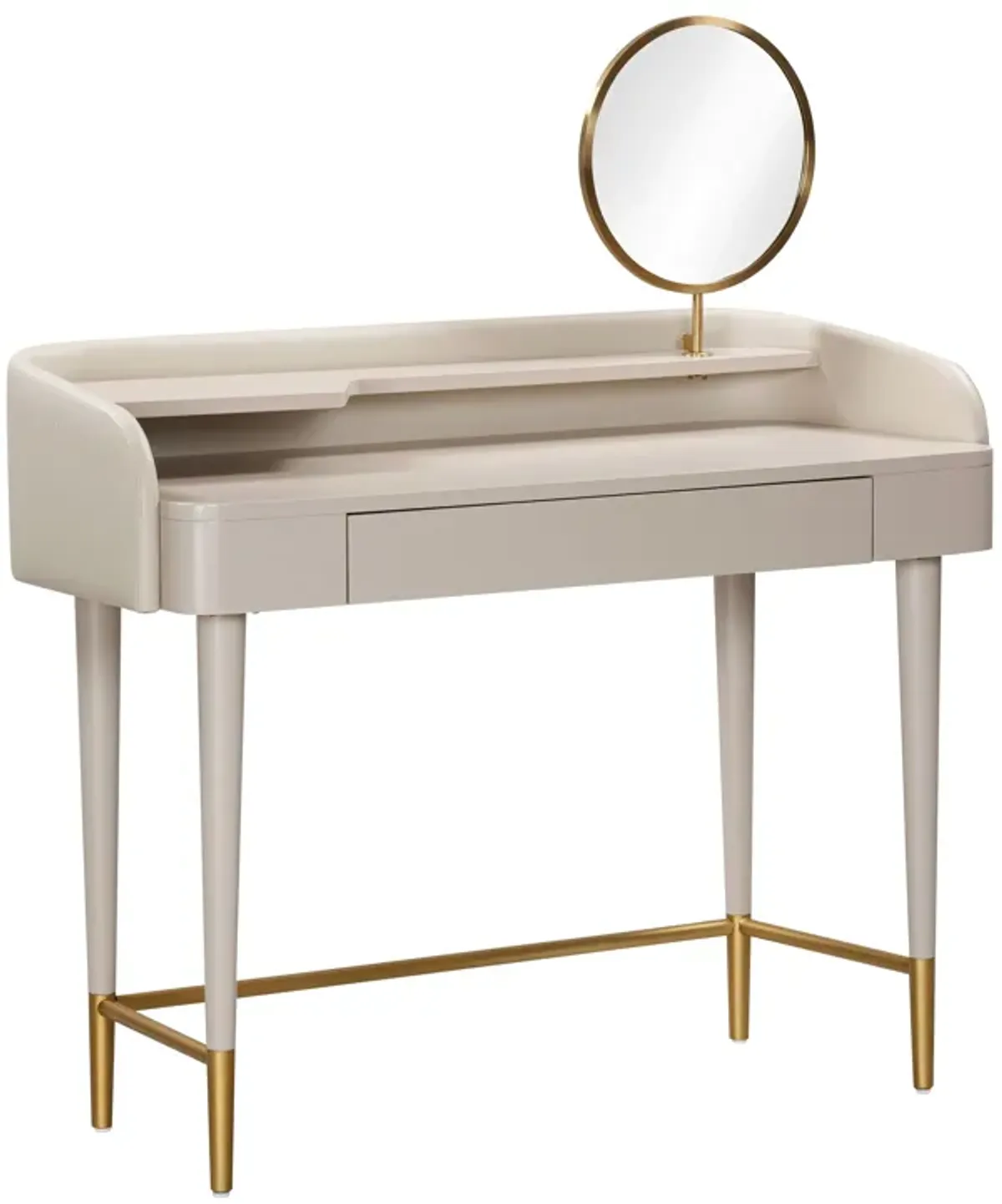 Penelope Taupe Vegan Leather Wrapped Vanity Desk