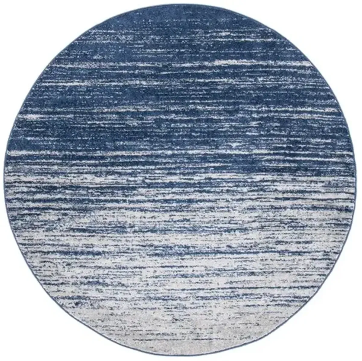 Adirondack Contemporary Navy / Grey 6'-7" X 6'-7" Round Powerloomed Rug
