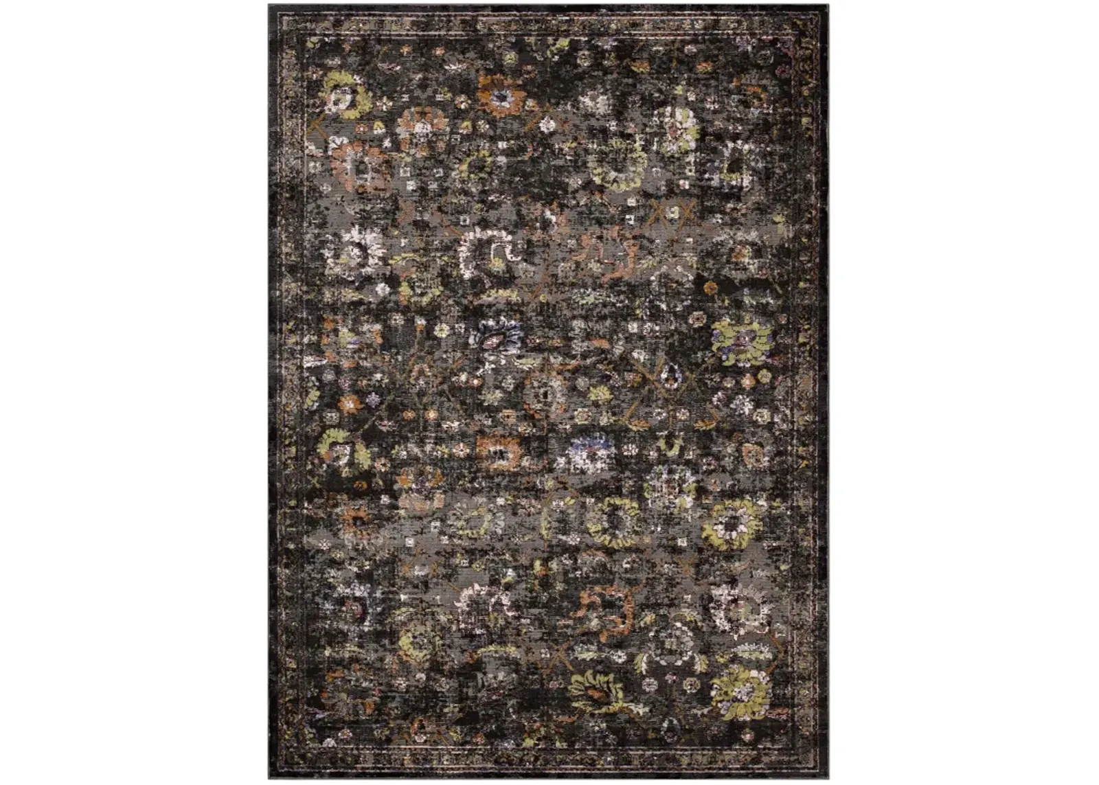 Minu Distressed Floral Lattice 4x6 Area Rug