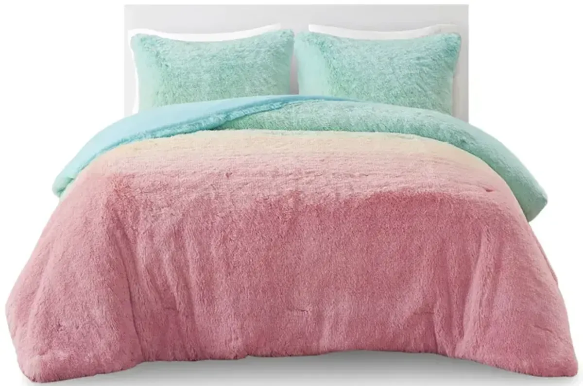 Ombre Shaggy Faux Fur Comforter Set