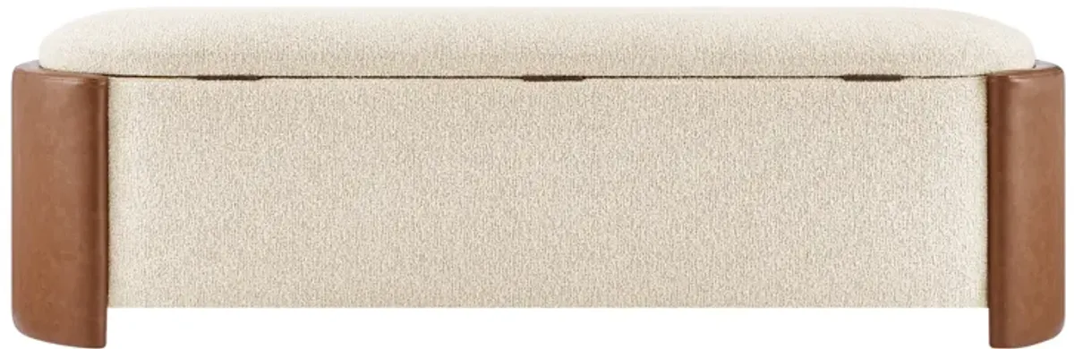 Alyssa Fabric/PU Storage Bench, Palladian Beige/Vintage Cider