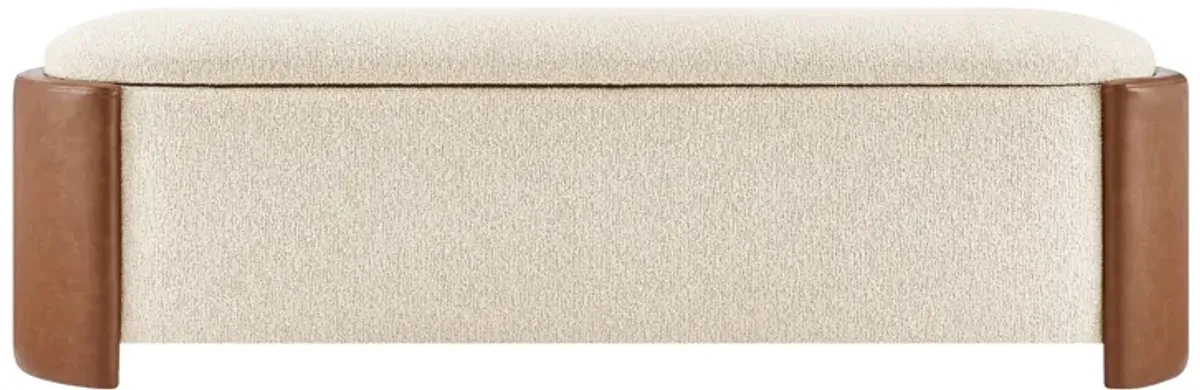 Alyssa Fabric/PU Storage Bench, Palladian Beige/Vintage Cider