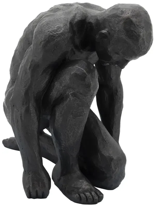 Resin 16"h Kneeling Man, Black