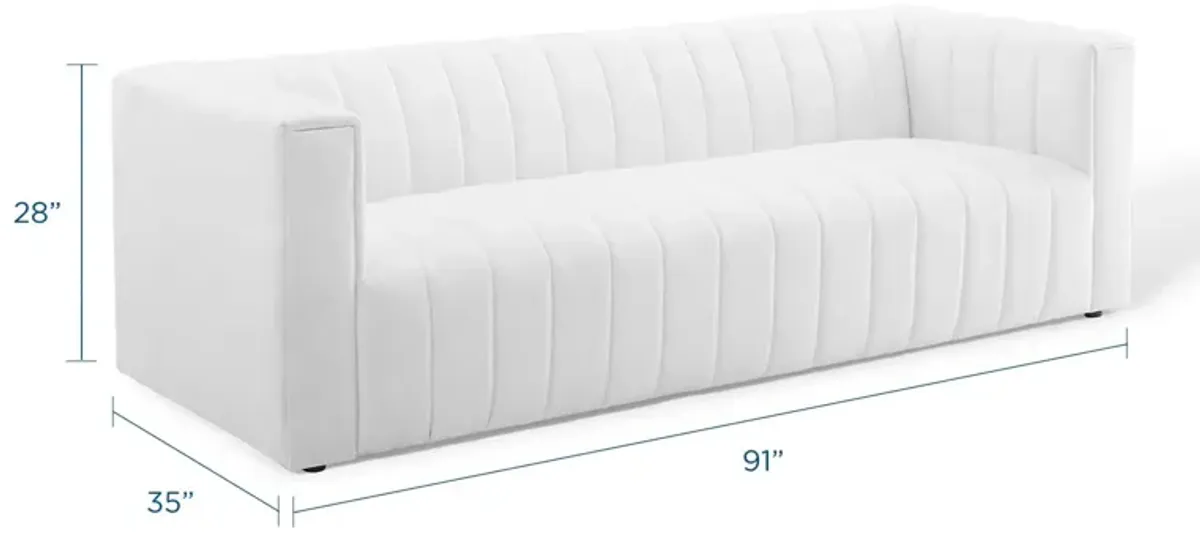 Reflection Channel Tufted Upholstered Fabric Sofa