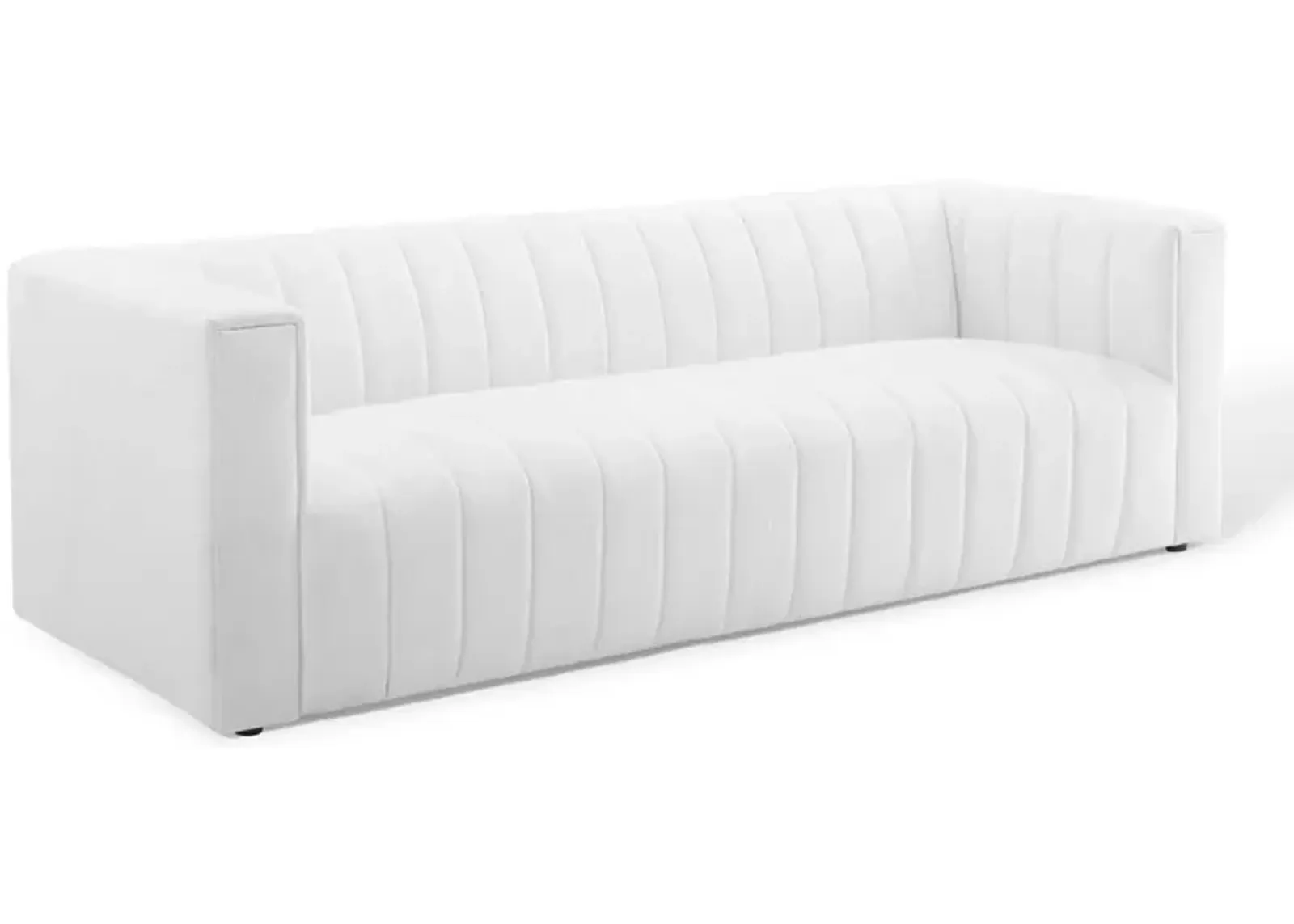 Reflection Channel Tufted Upholstered Fabric Sofa