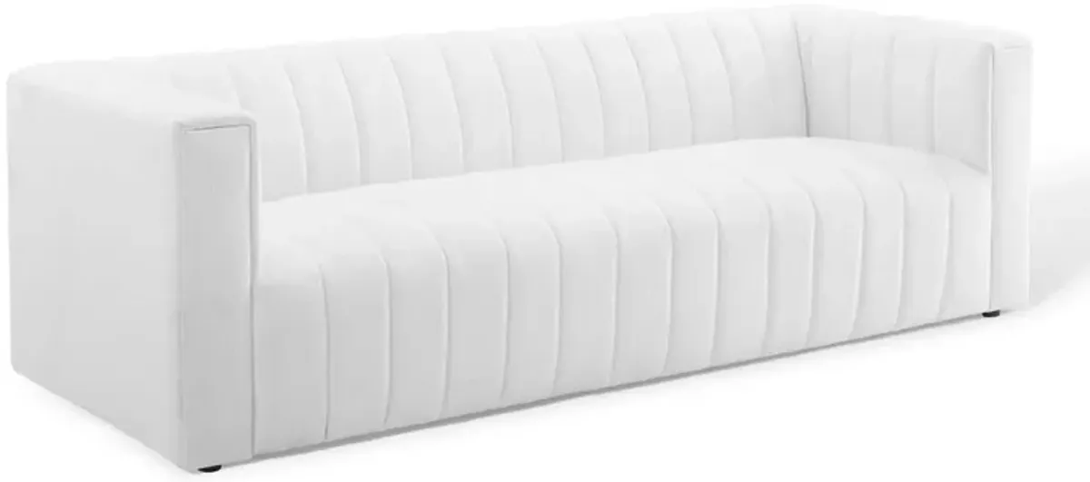 Reflection Channel Tufted Upholstered Fabric Sofa