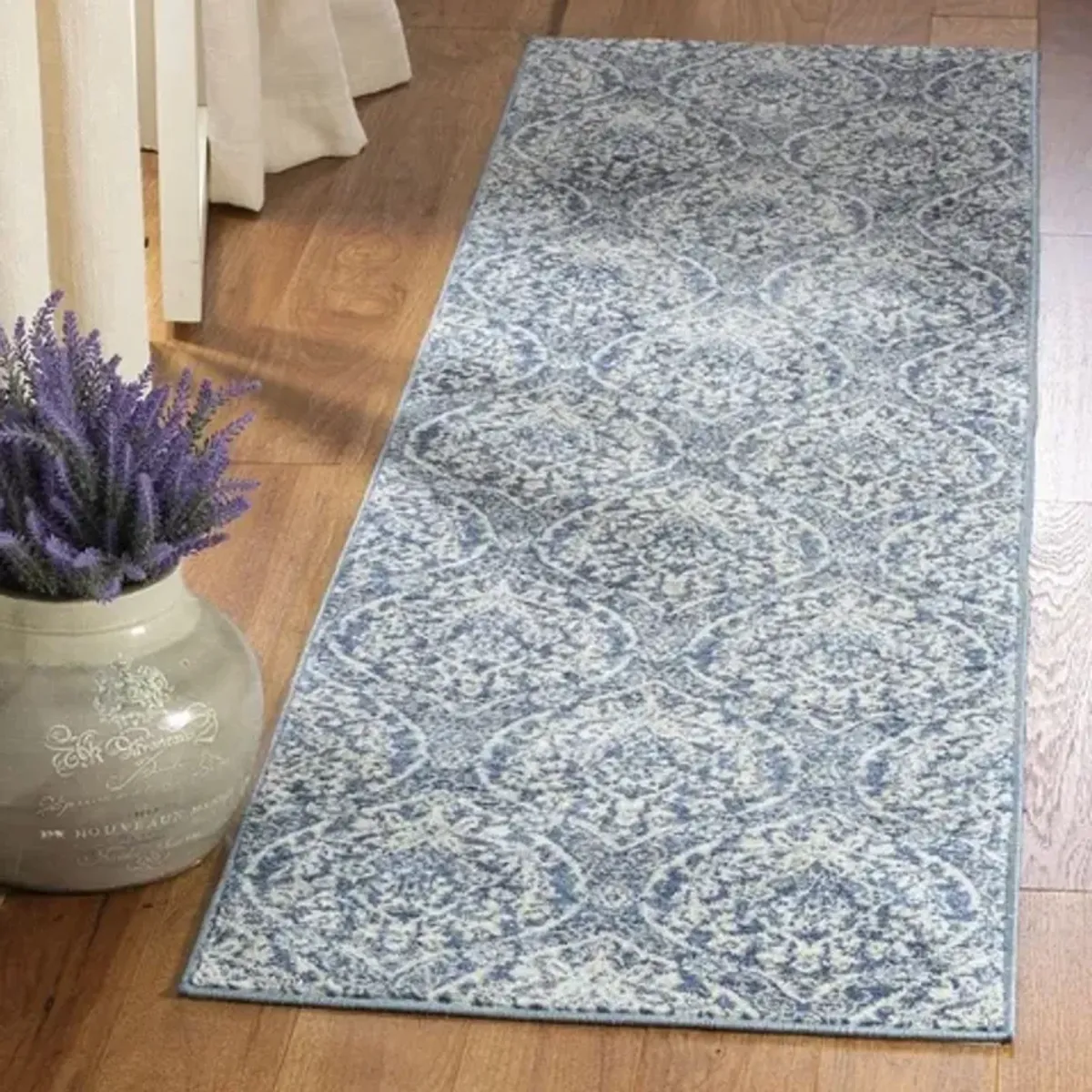 Brentwood 860 Navy / Light Grey 2' X 10' Runner Powerloomed Rug