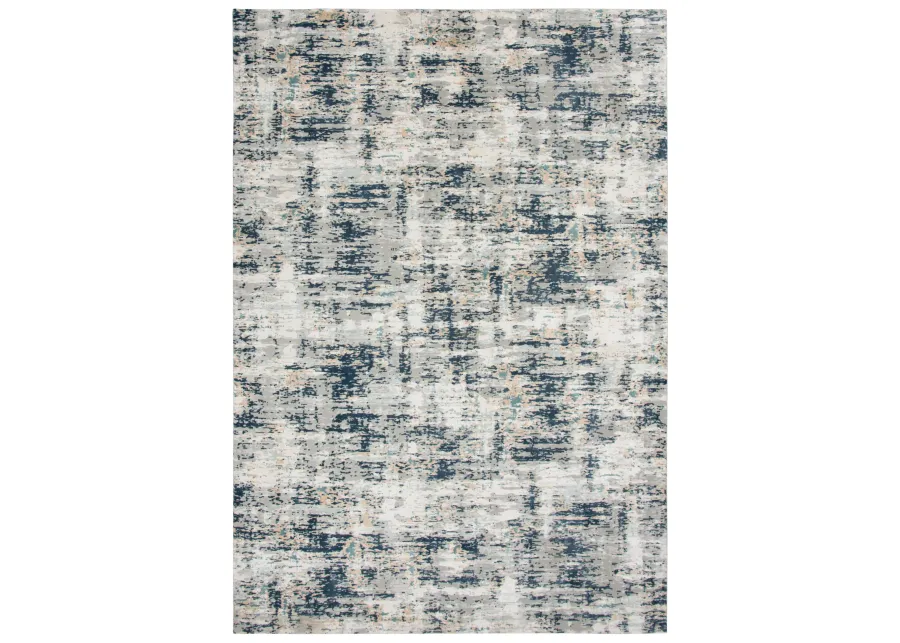 Chelsea Ivory / Teal Abstract Polyester 5'3" x 7'6" Rectangle Rug