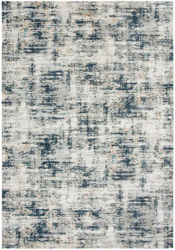 Chelsea Ivory / Teal Abstract Polyester 5'3" x 7'6" Rectangle Rug