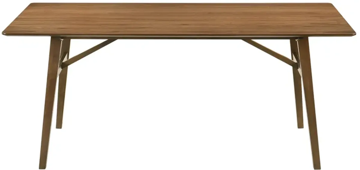 Channell 6 Piece Walnut Wood Dining Table Set with Bench in Charcoal Fabric