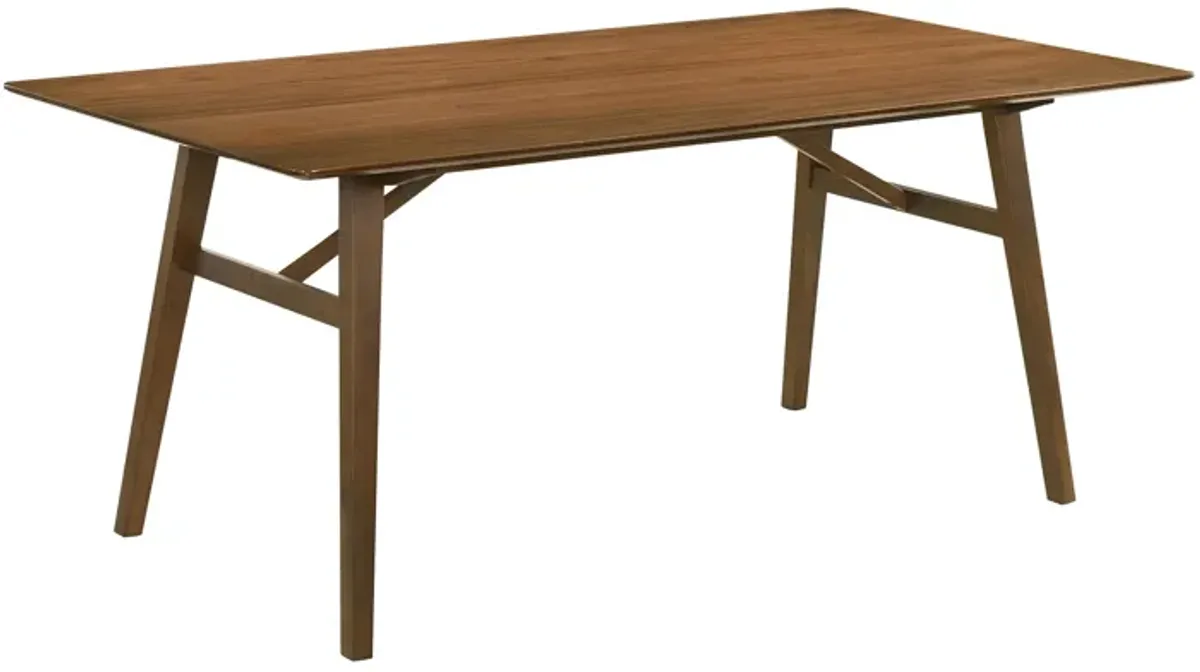 Channell 6 Piece Walnut Wood Dining Table Set with Bench in Charcoal Fabric