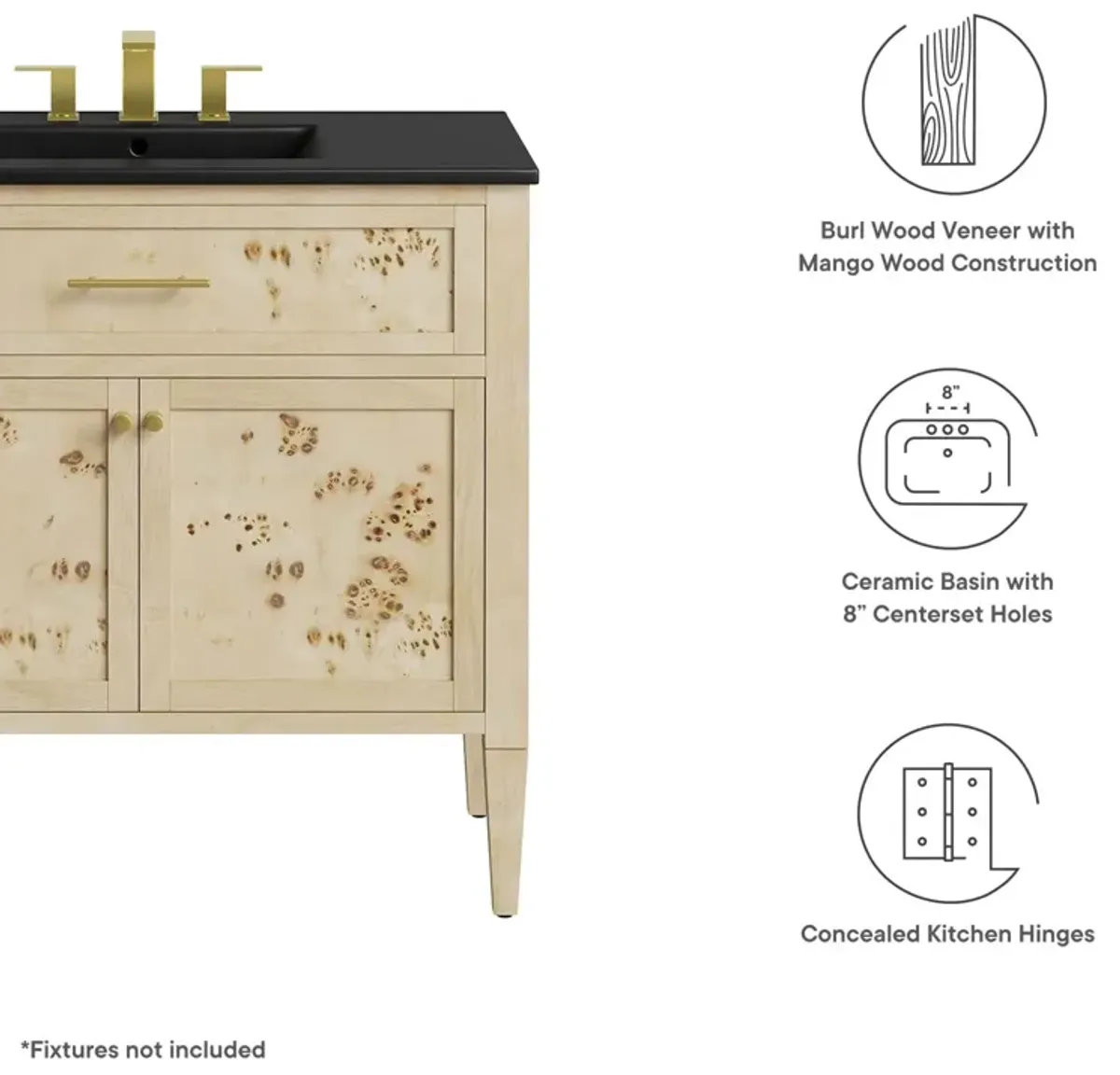 Elysian 36" Wood Bathroom Vanity