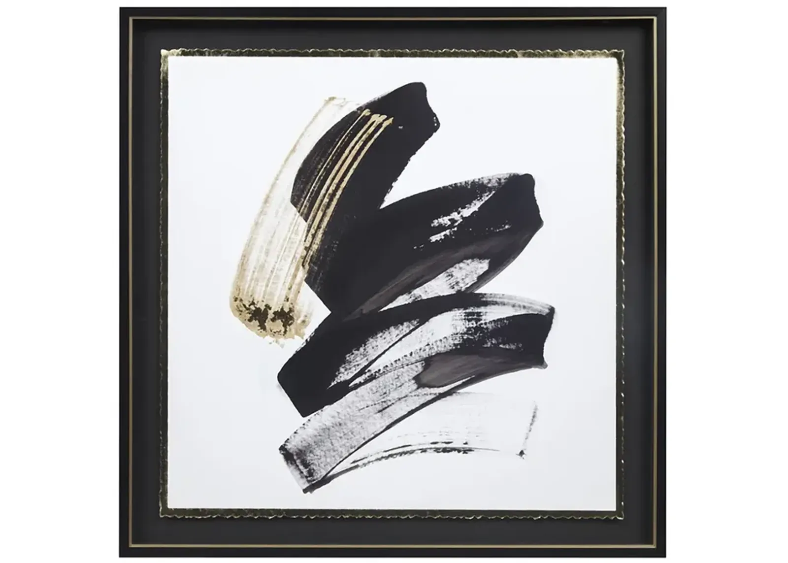 Madison Park Abstract Talon Black Framed Glass and Single Matted Foiled Deckle Edge Wall Art