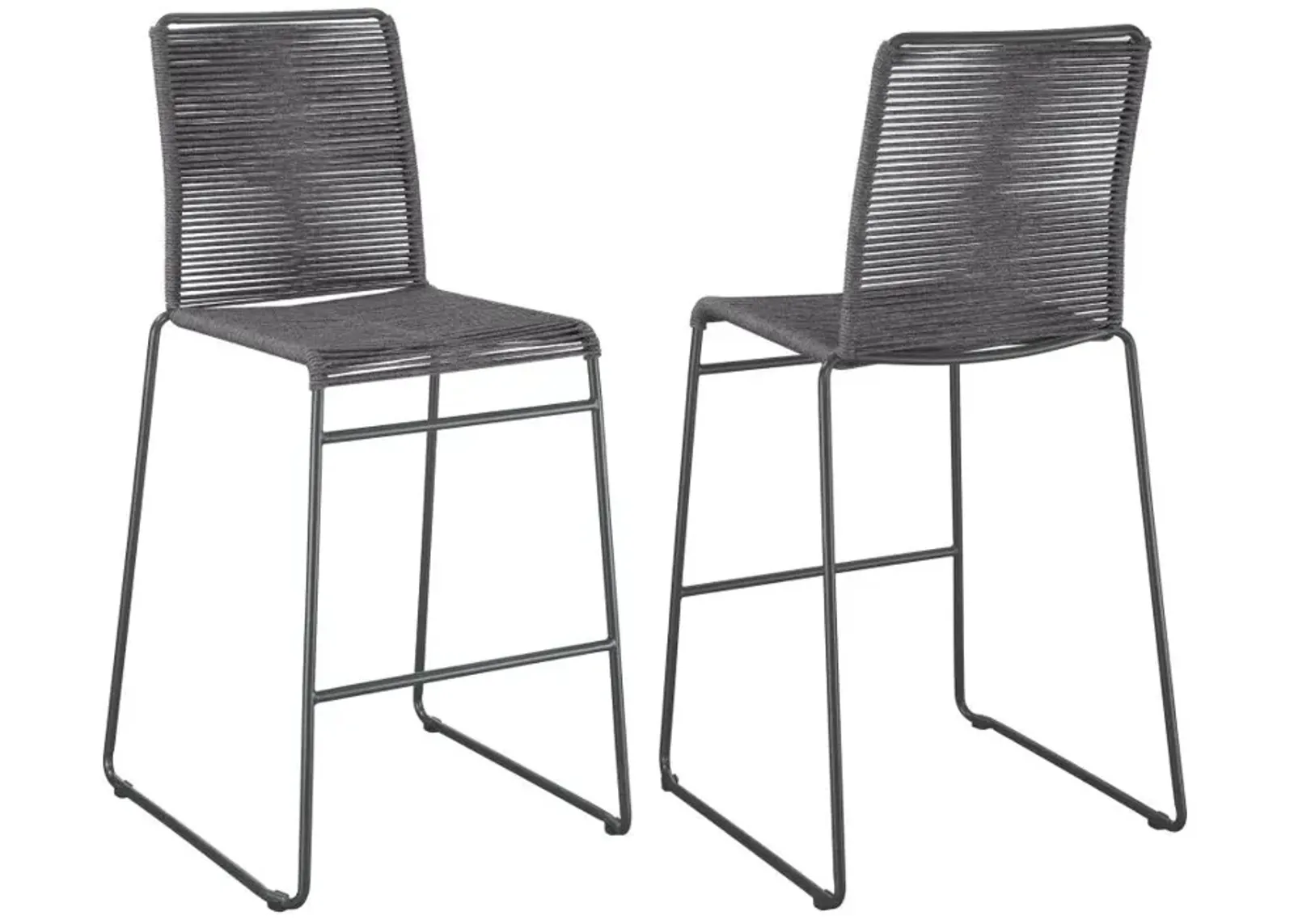 Jerome Upholstered Bar Stools with Footrest (Set of 2) Charcoal and Gunmetal