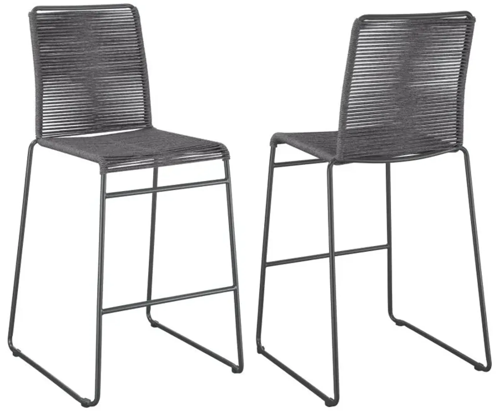 Jerome Upholstered Bar Stools with Footrest (Set of 2) Charcoal and Gunmetal