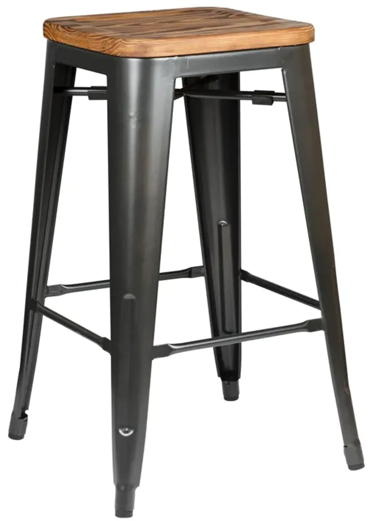 Metropolis Backless Counter Stool  Wood Seat, Gunmetal (Set of 4)